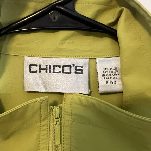 Chico's 2 Rain Jacket Green Full Zip Size Large Lightweight Women’s Mock Neck - Picture 3 of 8